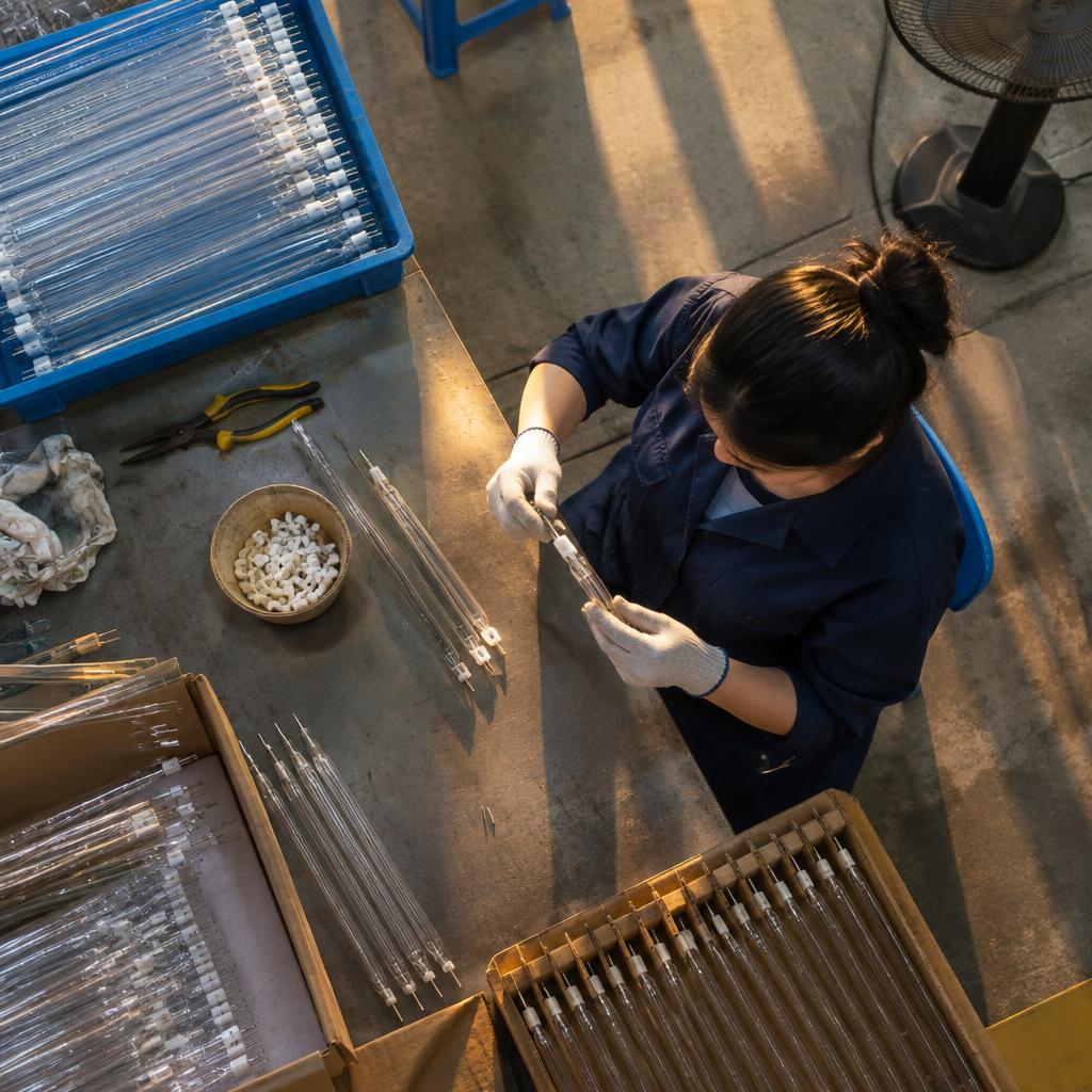 Bóng đèn sấy thạch anh công nghiệp trong nhà máy