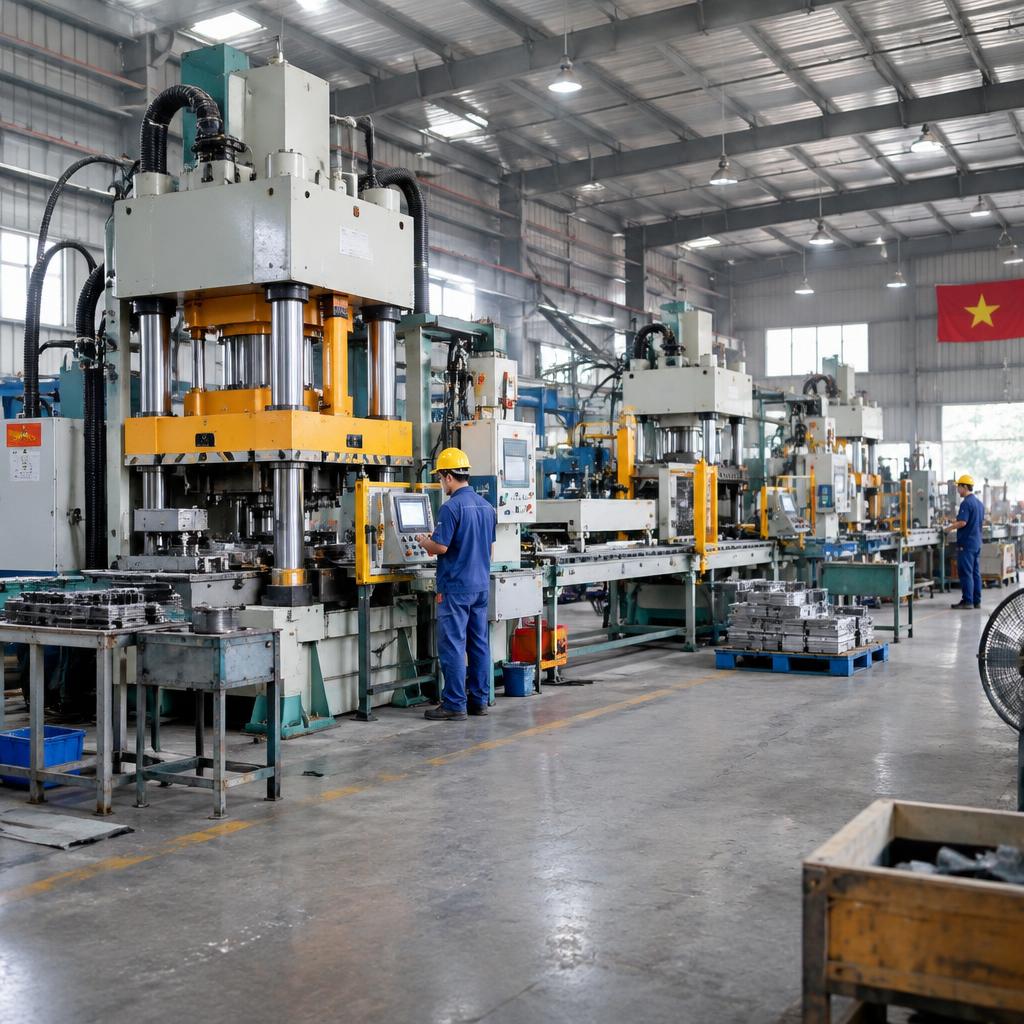 Dây chuyền sản xuất tự động hóa với sự góp mặt của thủy lực.