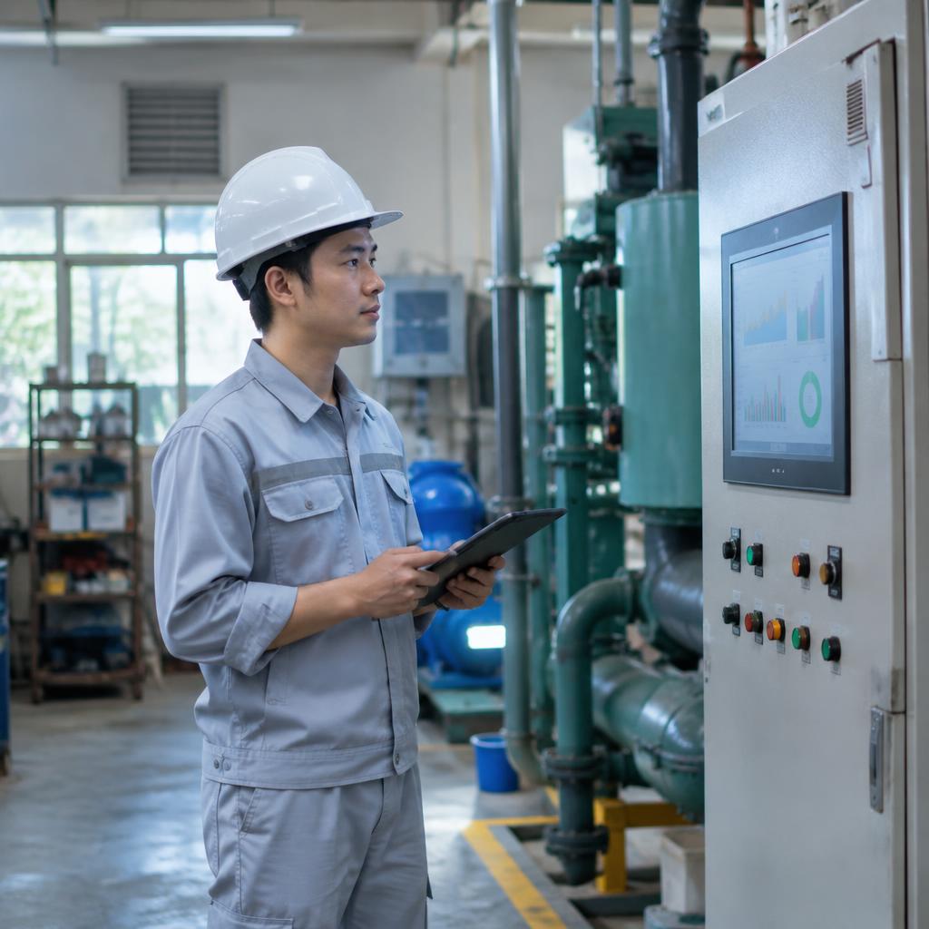 Màn hình hiển thị dữ liệu giám sát năng lượng trong một nhà máy công nghiệp hiện đại.