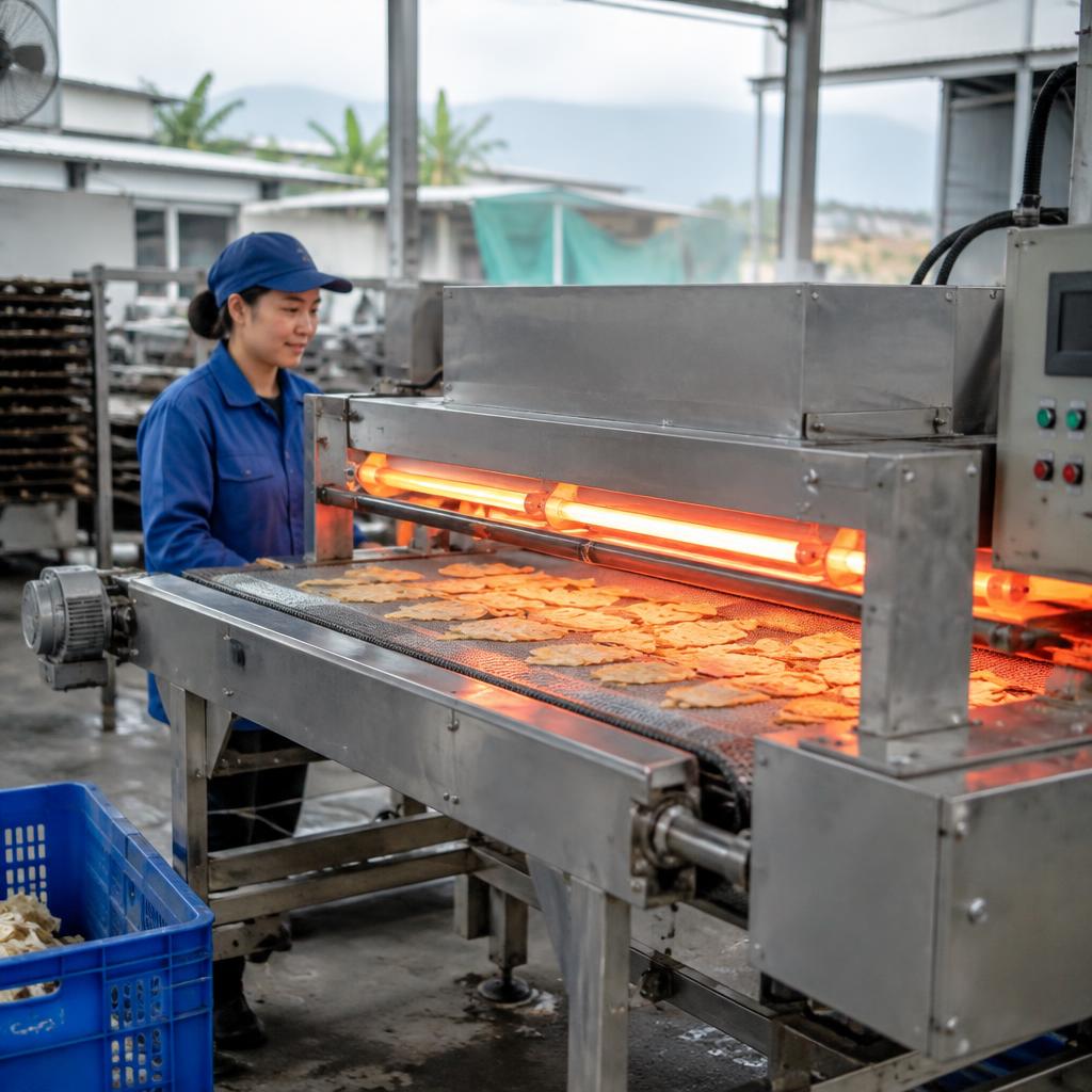 Ứng dụng bóng đèn sấy thạch anh trong dây chuyền sấy công nghiệp