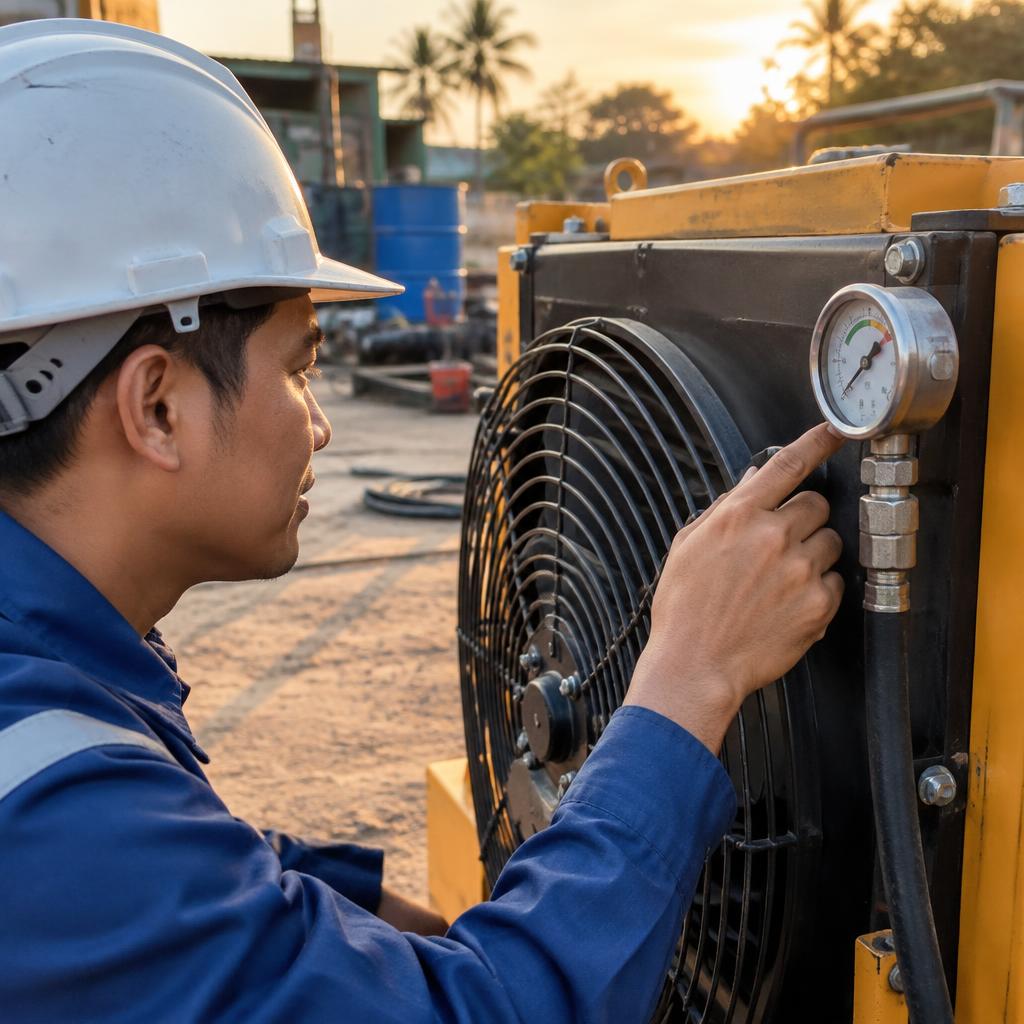 Thước dầu thủy lực hiển thị mức và nhiệt độ dầu