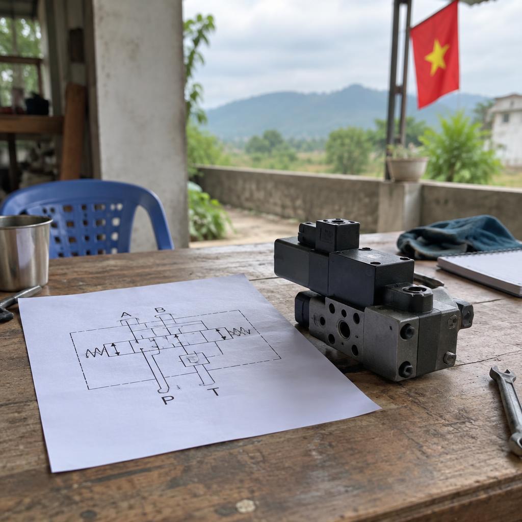 Sơ đồ cấu tạo bên trong của van thủy lực P40-2